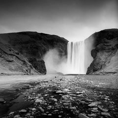 Skogafoss Waterfall Iceland B&W long exposure fine art waterscape photography