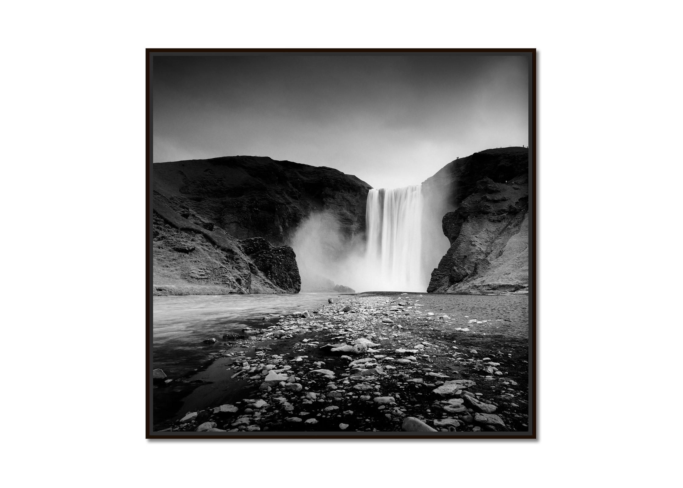 Skogafoss, Waterfall, Iceland, B&W long exposure photography, waterscape, art - Photograph by Gerald Berghammer