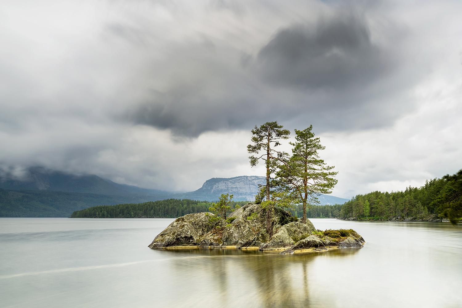 Small Rock Island with Trees, large format photograph, limited edition landscape