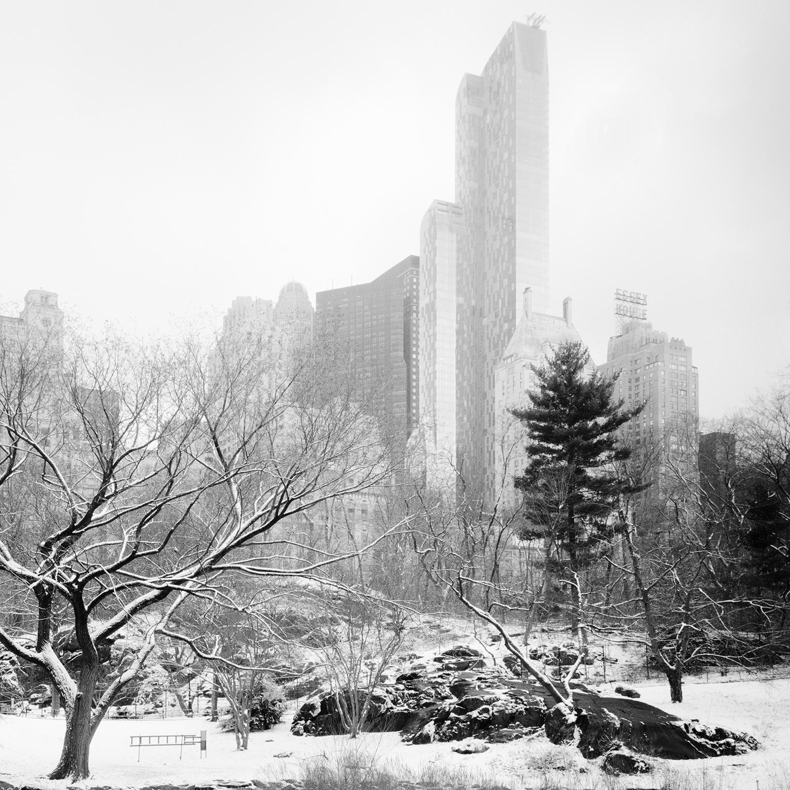 Schneebedeckter Central Park, New York City, Schwarz-Weiß-Fotografie, Stadtlandschaft im Angebot 5