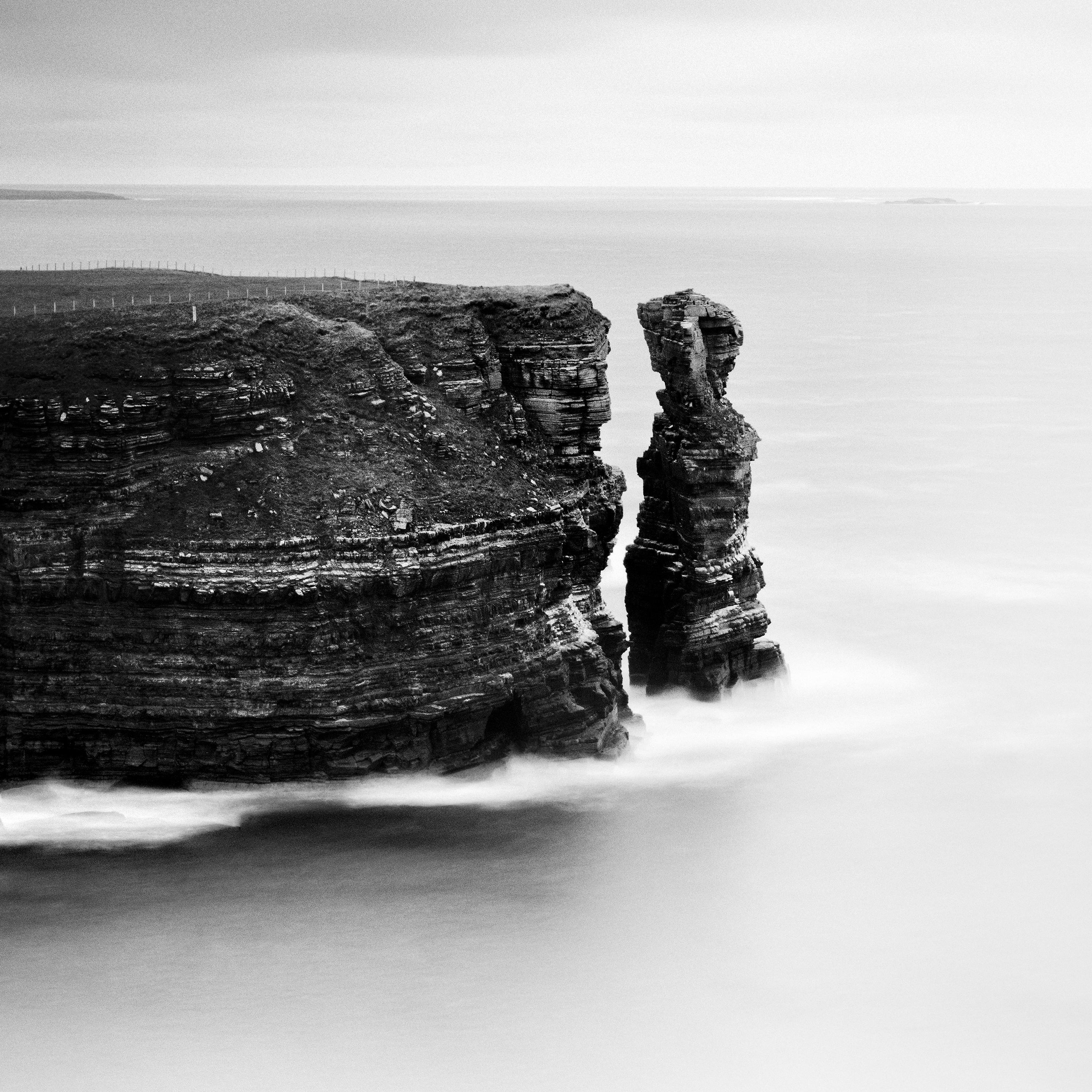 Black and White Fine Art waterscape Photography for Sale. Split rock on the impressive Scottish coast, Scotland. Archival pigment ink print, edition of 9. Signed, titled, dated and numbered by artist. Certificate of authenticity included. Printed