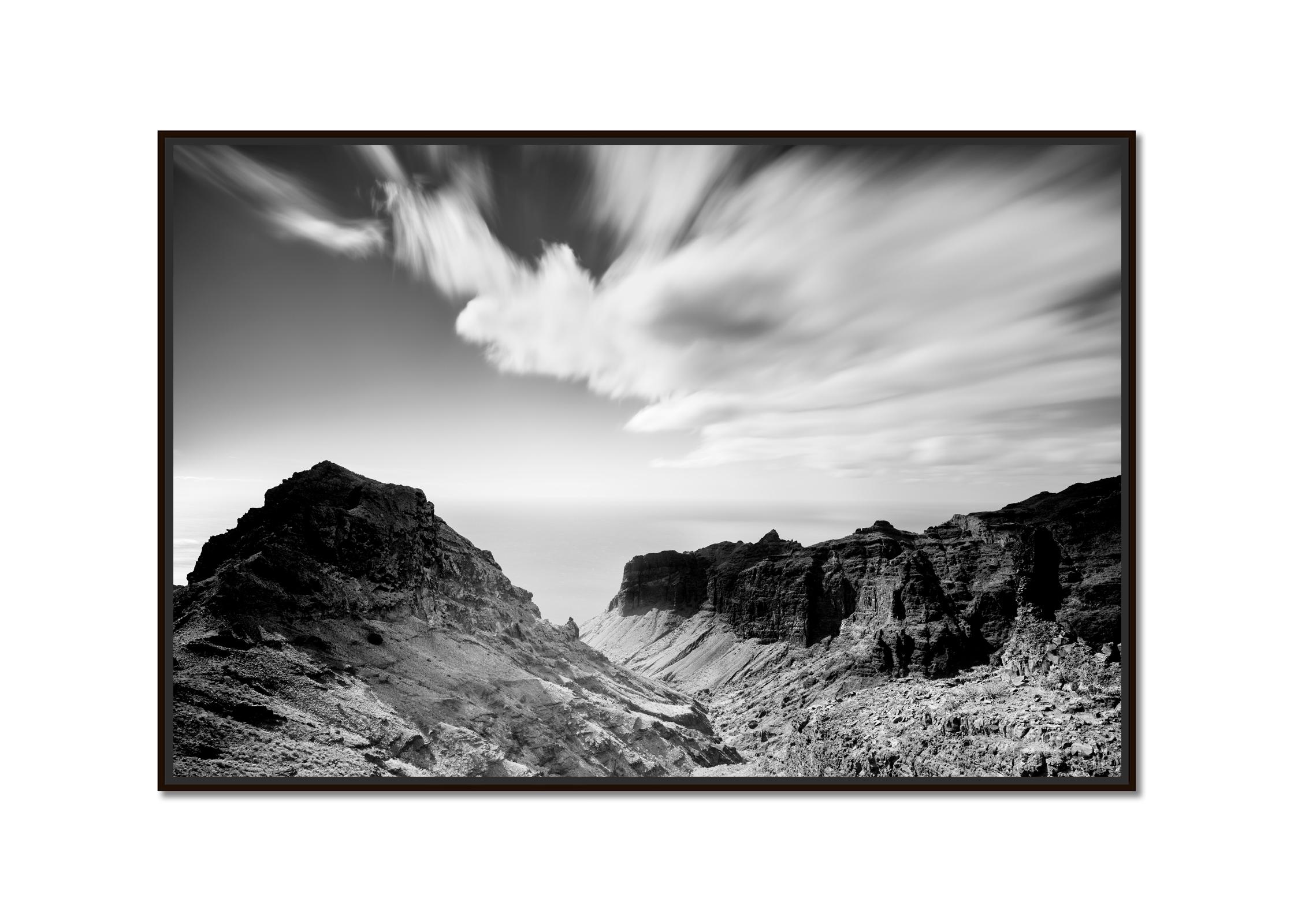 Steep Coast, Atlantic Ocean, La Gomera, black and white photography, landscape - Photograph by Gerald Berghammer