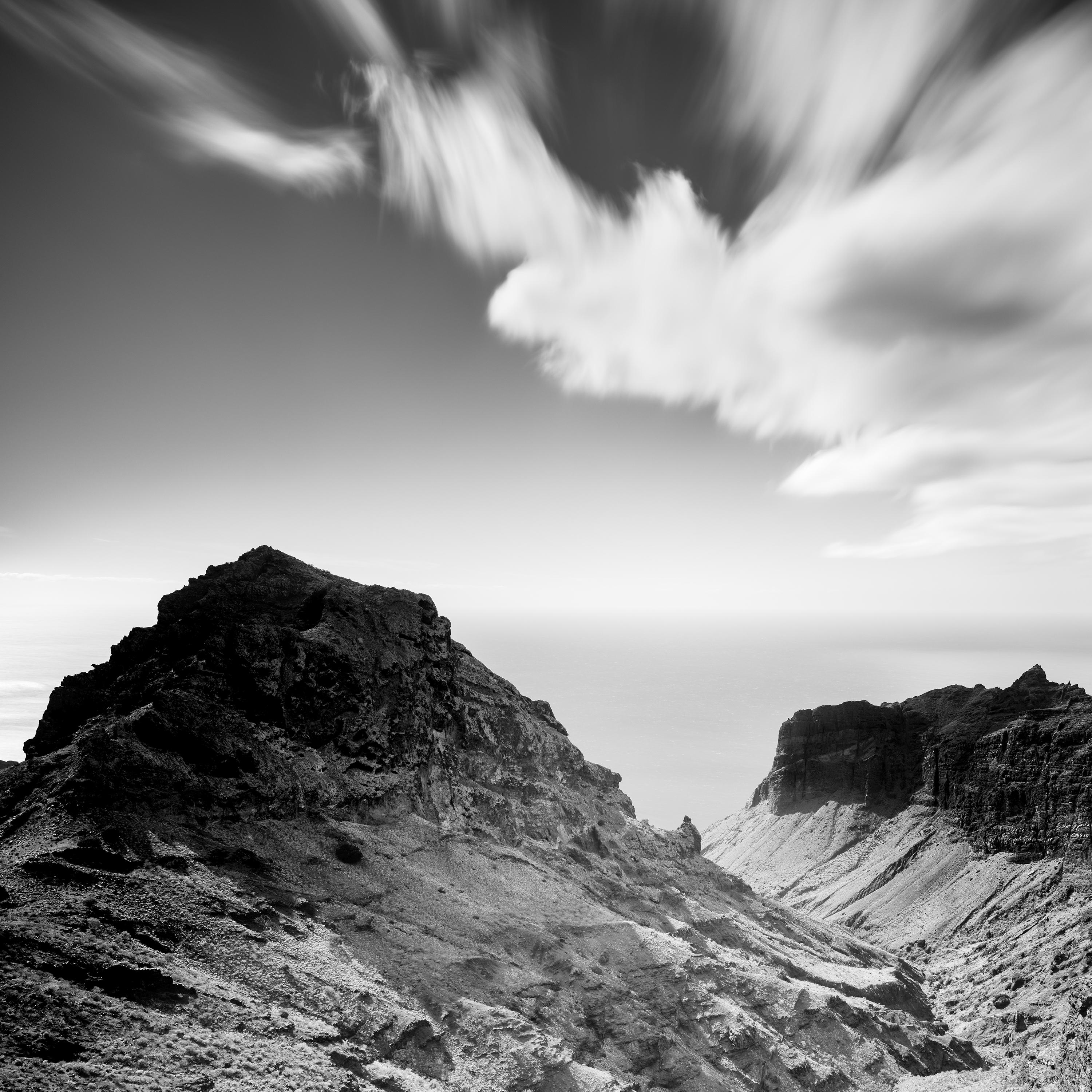 Steep Coast, Atlantic Ocean, La Gomera, black and white photography, landscape For Sale 2