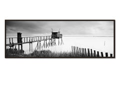 Stilt House, Panorama, France black and white landscape, photography, limited