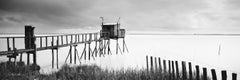 Stilt House, panorama, loire, fishing, France, b&w landscape art photography