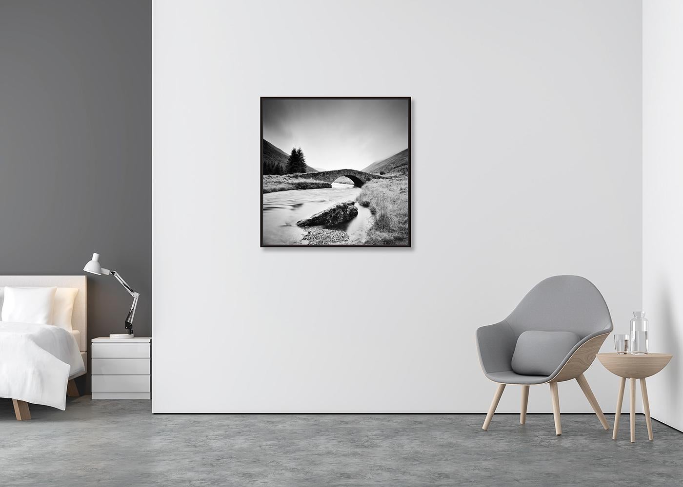 Black and White Fine Art minimalist photography - Old stone bridge over a river in the highlands of Scotland. Archival pigment ink print, edition of 9. Signed, titled, dated and numbered by artist. Certificate of authenticity included. Printed with