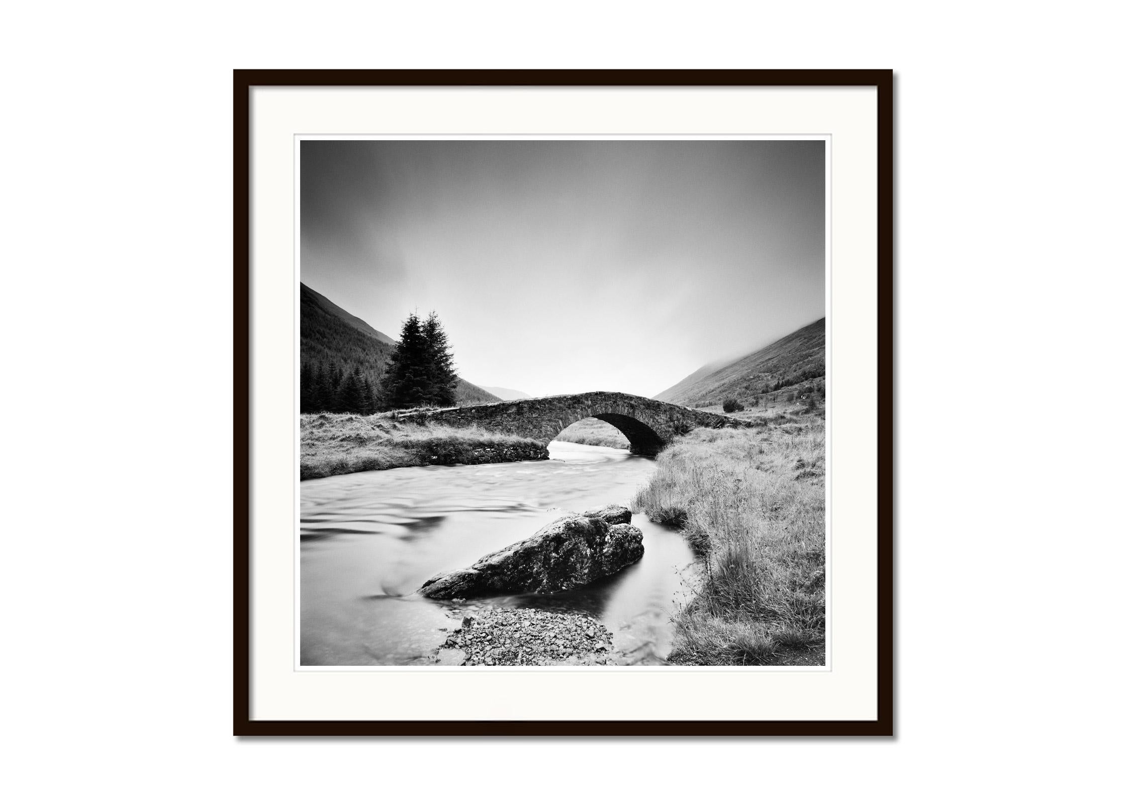 Stone Bridge, Highlands, Scotland, black and white fineart landscape photography - Gray Landscape Photograph by Gerald Berghammer