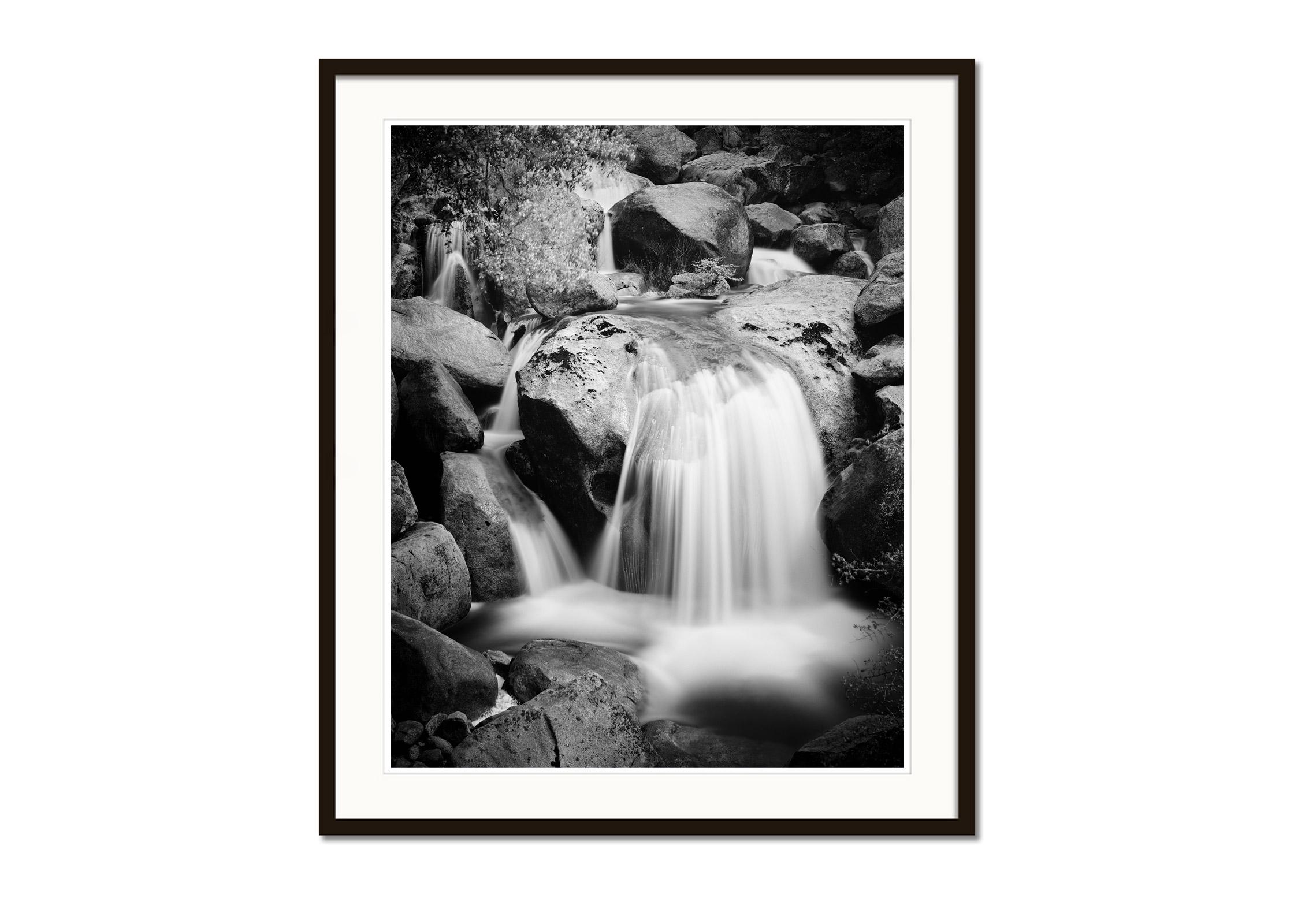 Stony Mountain Stream, California, USA, black and white photography, landscape - Black Landscape Photograph by Gerald Berghammer