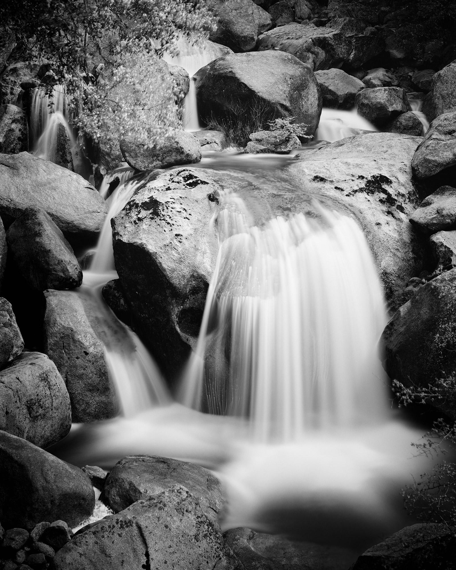 Gerald Berghammer Landscape Photograph - Stony Mountain Stream, California, USA, black and white photography, landscape