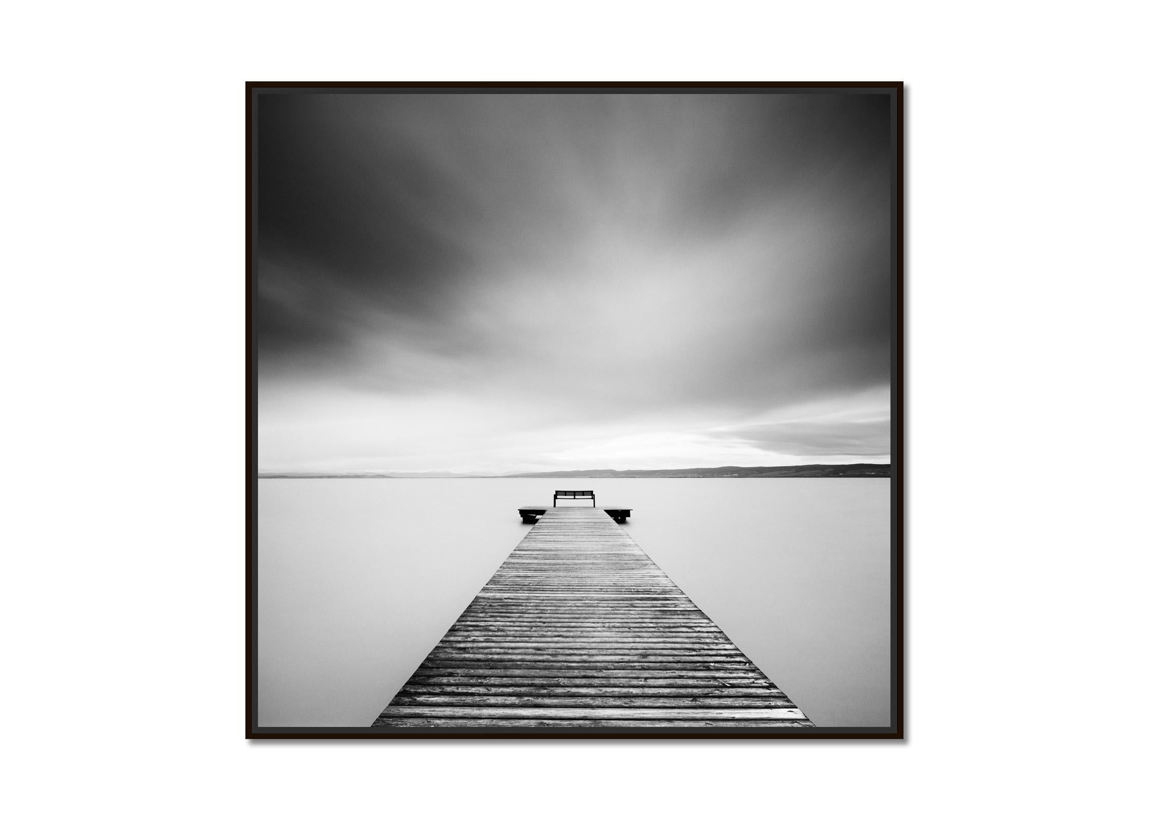 Storm Romance, Austria, Lake, black & white long exposure waterscape photography - Photograph by Gerald Berghammer