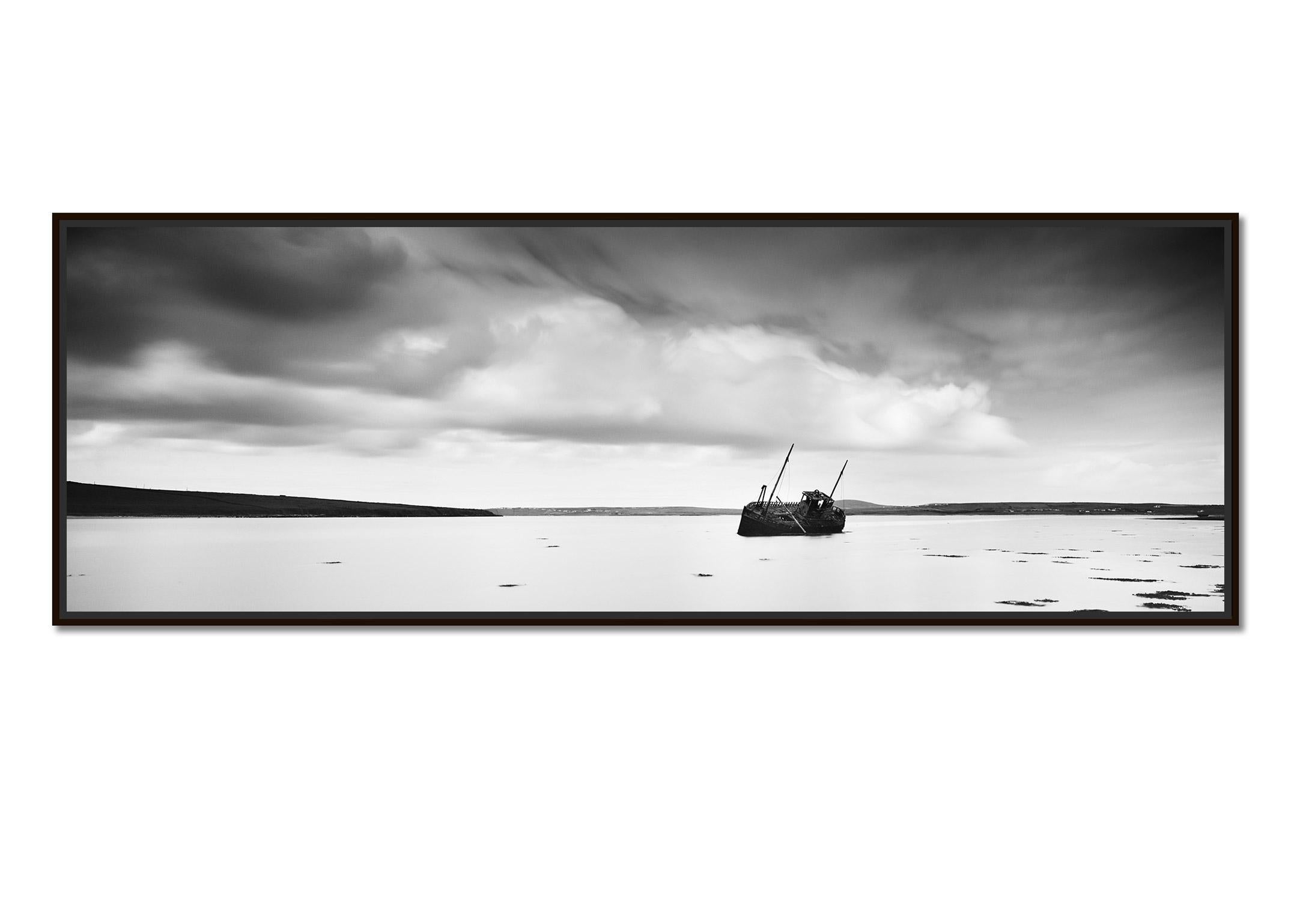 Stranded Panorama Ireland contemporary black and white art landscape photography - Photograph by Gerald Berghammer