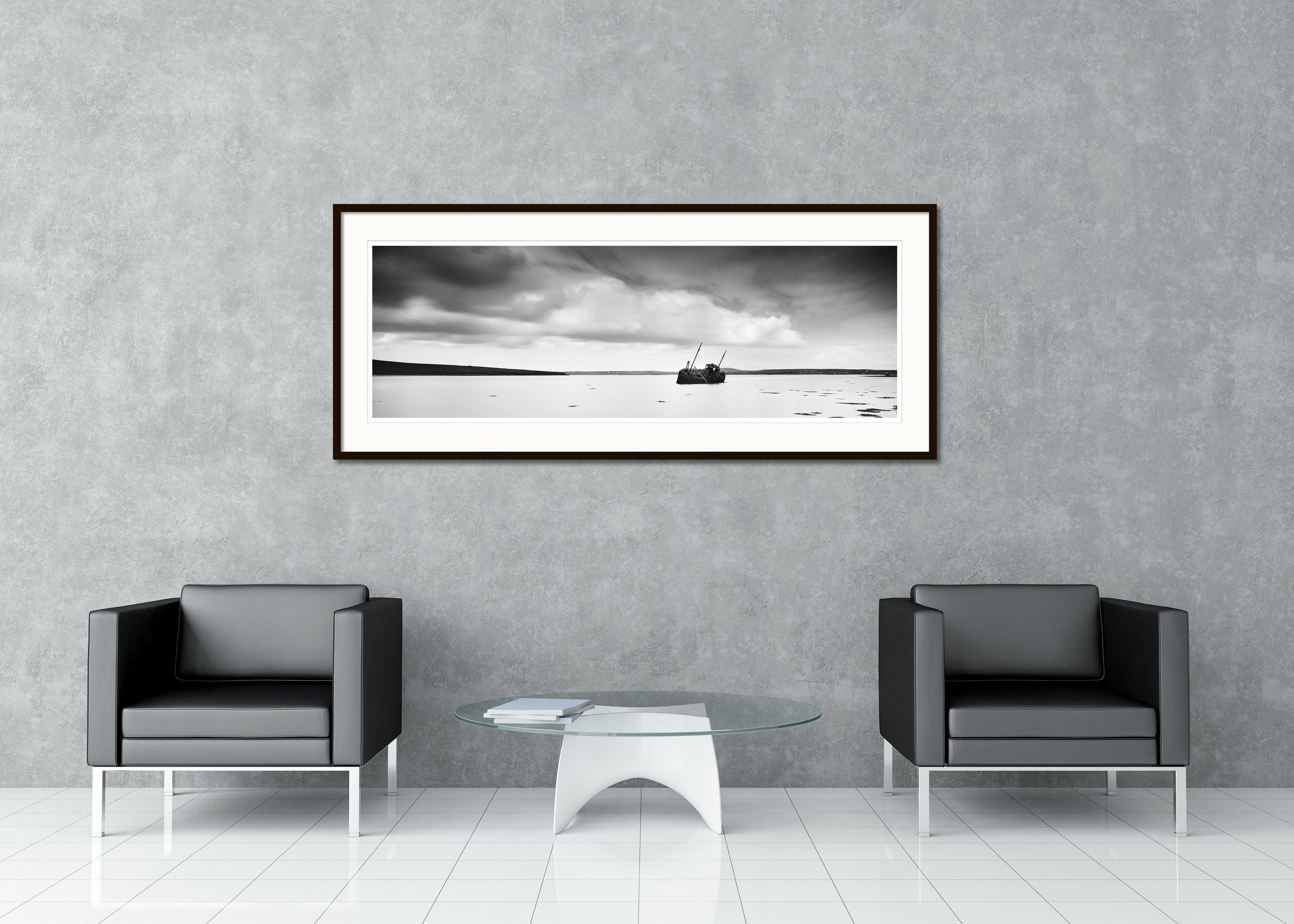 Stranded Panorama Ireland contemporary black and white art landscape photography - Contemporary Photograph by Gerald Berghammer