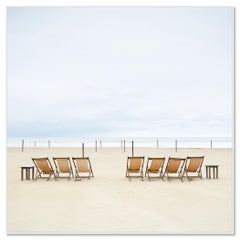 Sun Loungers on an Italian Beach, Minimalist Colour Photograph, Limited Edition