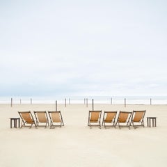 Sun Loungers on an Italian Beach, Minimalist Colour Photograph, Limited Edition