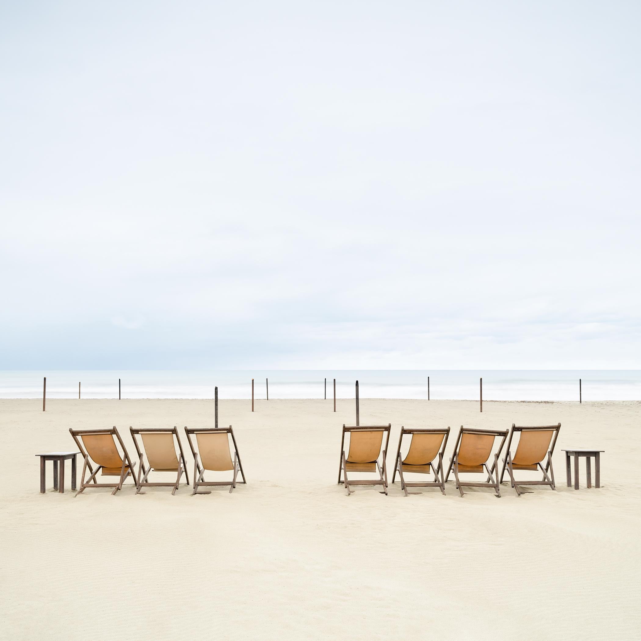 Sun loungers on the Beach, deserted holiday landscape - limited editon photo