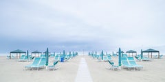 Sun loungers on the Beach, panorama landscape - color photography, limited
