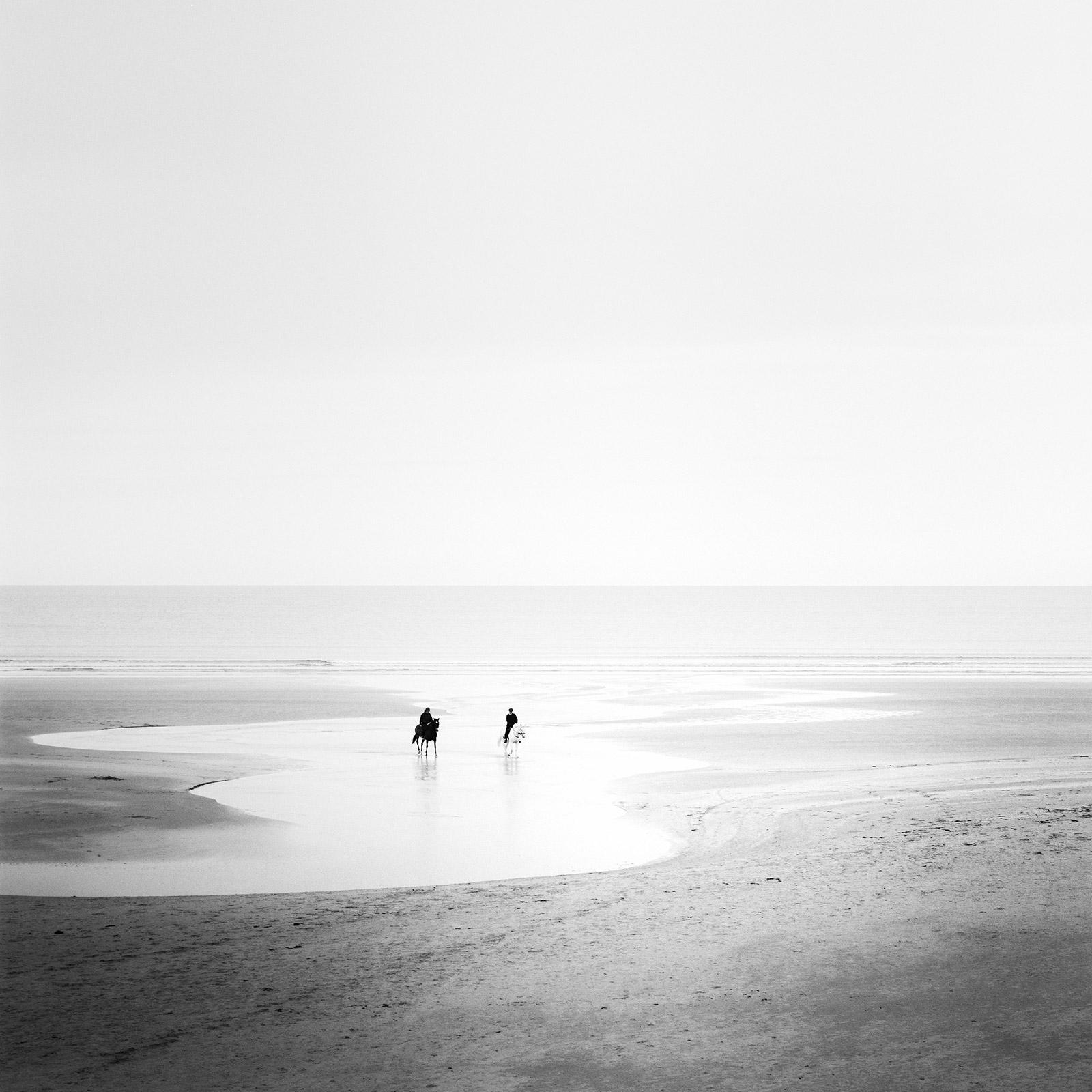 Gerald Berghammer Black and White Photograph - Sunday Morning, Horse Riding, Beach, Ireland, black and white art photography