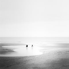 Sunday Morning, Horse Riding, Beach, Ireland, black and white art photography