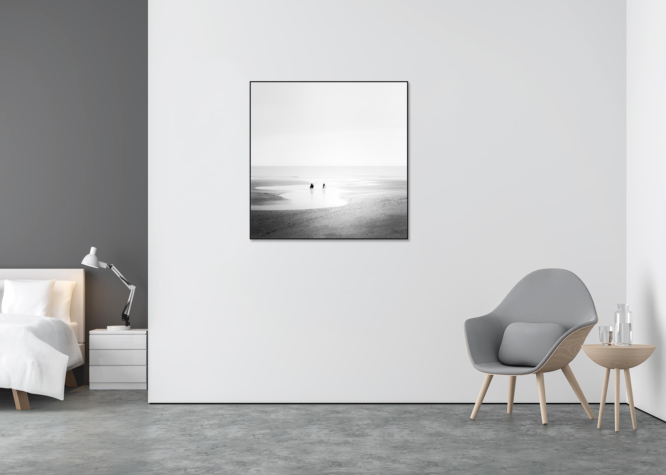 Sunday Morning, Horse Riding, Beach, Nature, Ireland - Gray Landscape Photograph by Gerald Berghammer