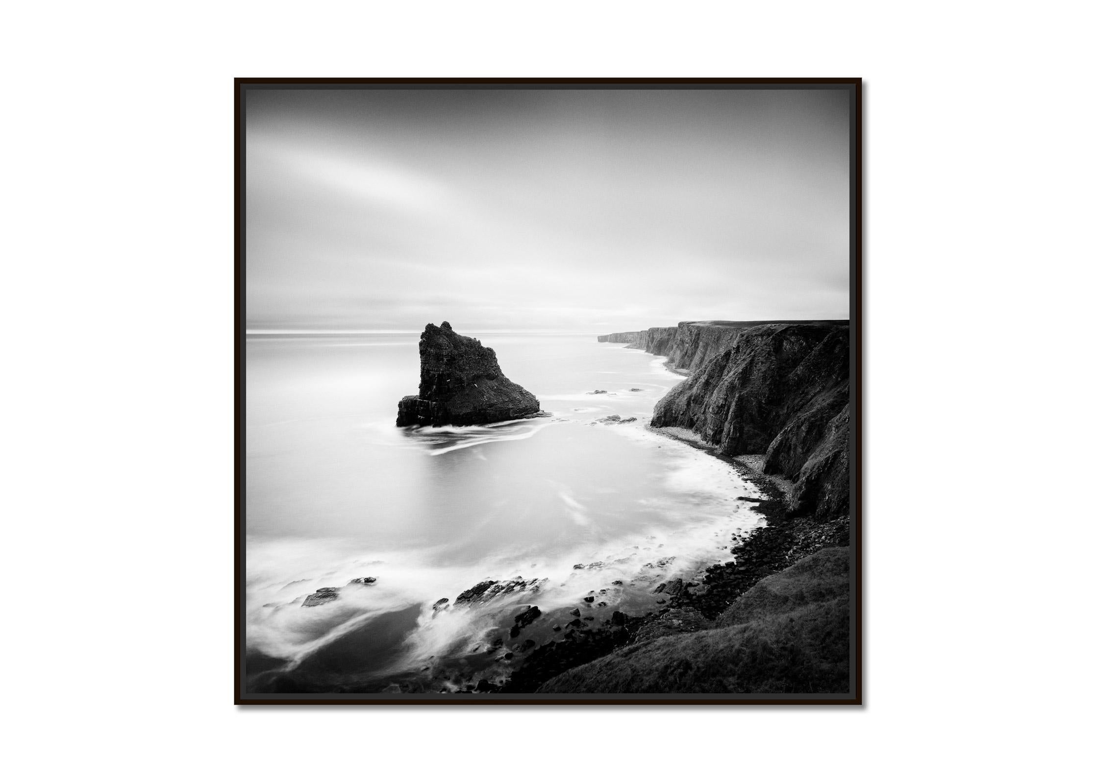 Surreal Moment, Cliff, Island, Scotland, black and white photography, landscape - Photograph by Gerald Berghammer