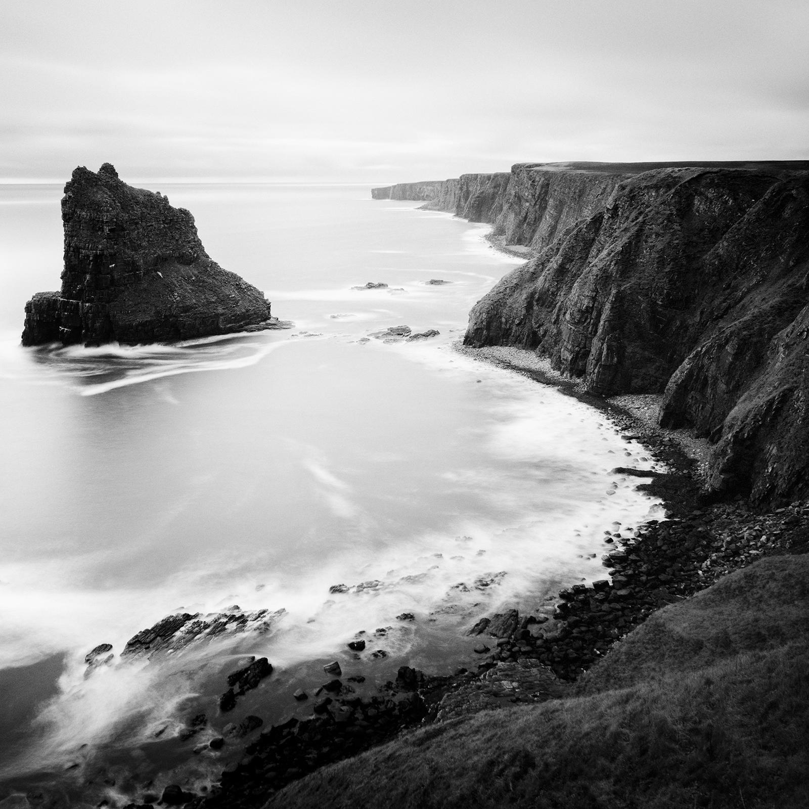Surreal Moment, Cliff, Island, Scotland, black and white photography, landscape For Sale 1