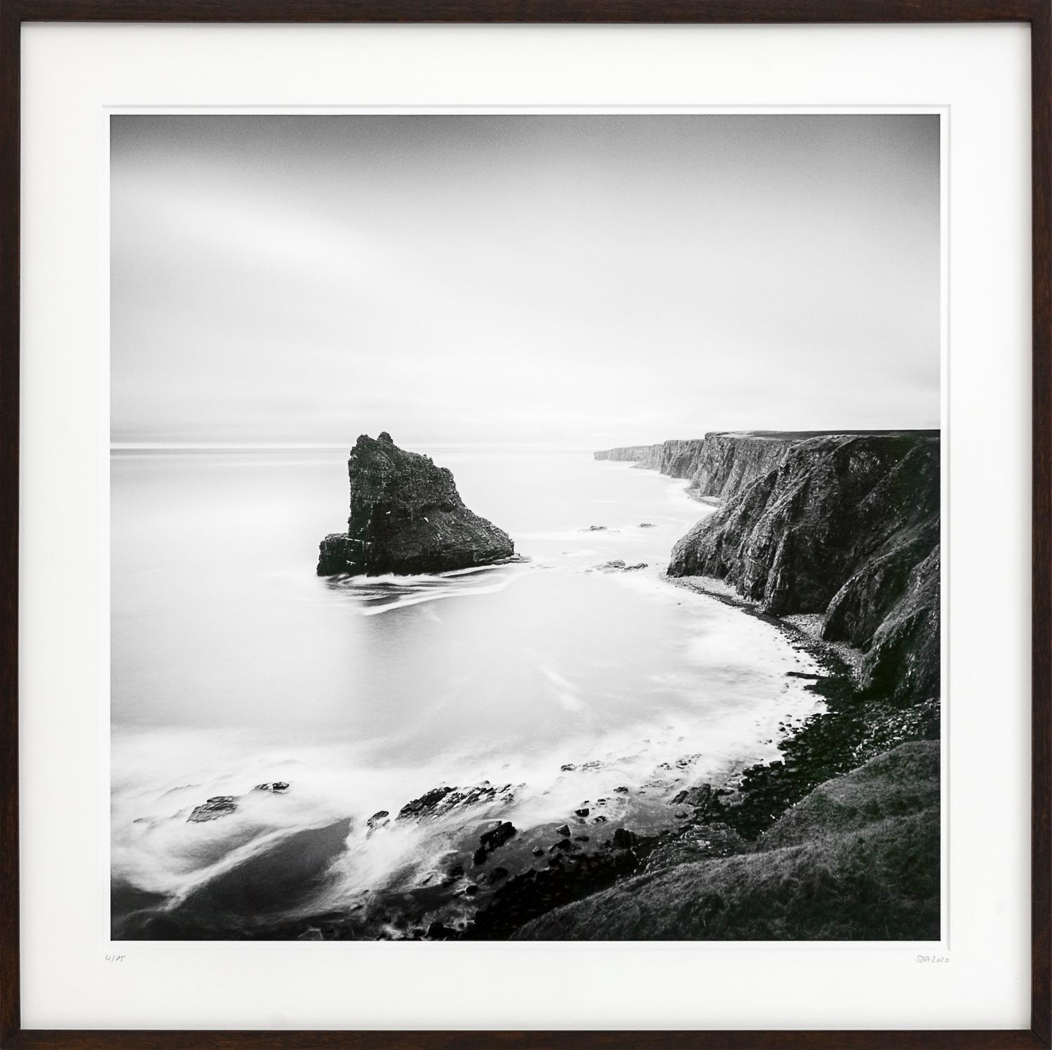 Gerald Berghammer Landscape Photograph - Surreal Moment, Cliffs, Rocks, Scotland, black white fineart photography, framed