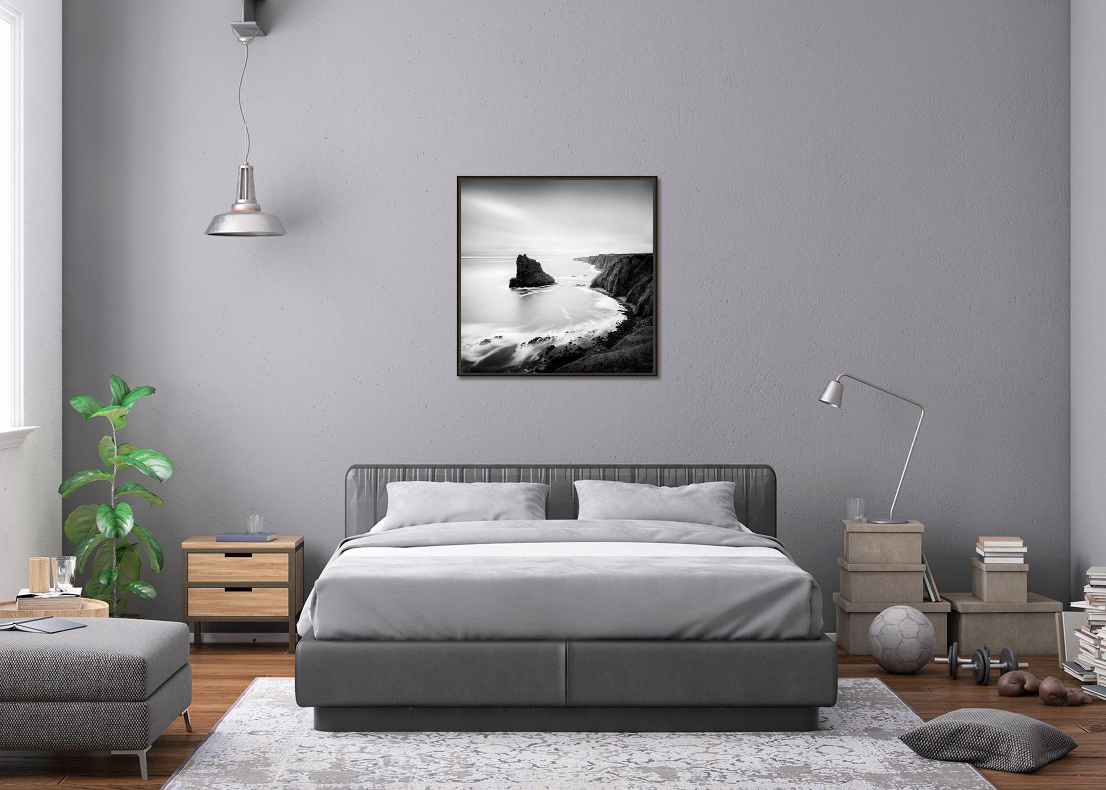 Surreal Moment, scottish coastline cliff, black and white photography, landscape For Sale 2
