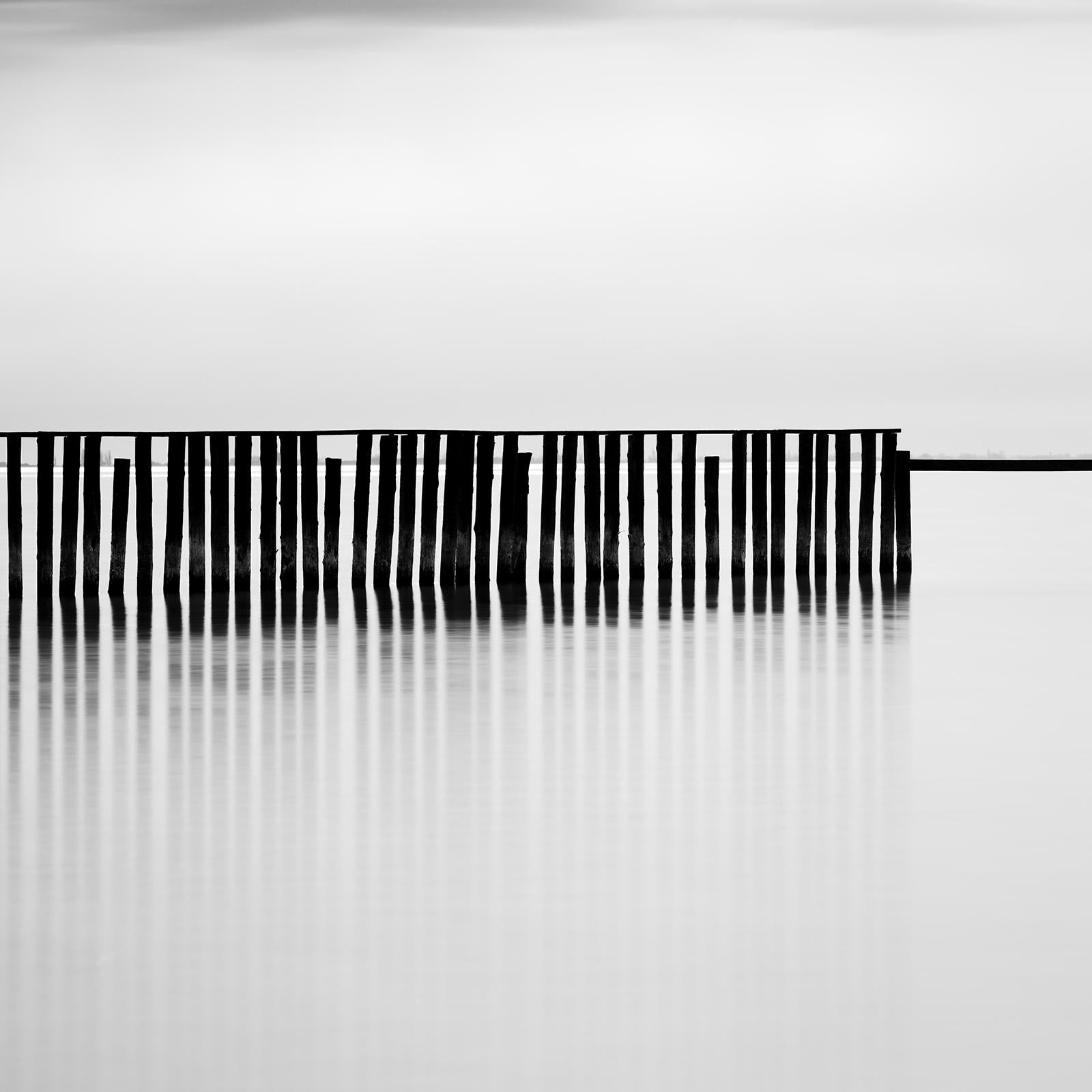 Swimming Area, cloudy, lake, black and white long exposure landscape photography For Sale 4