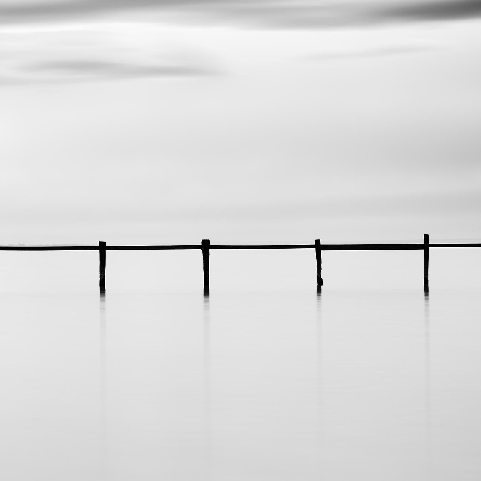 Swimming Area, cloudy, lake, black and white long exposure landscape photography For Sale 5