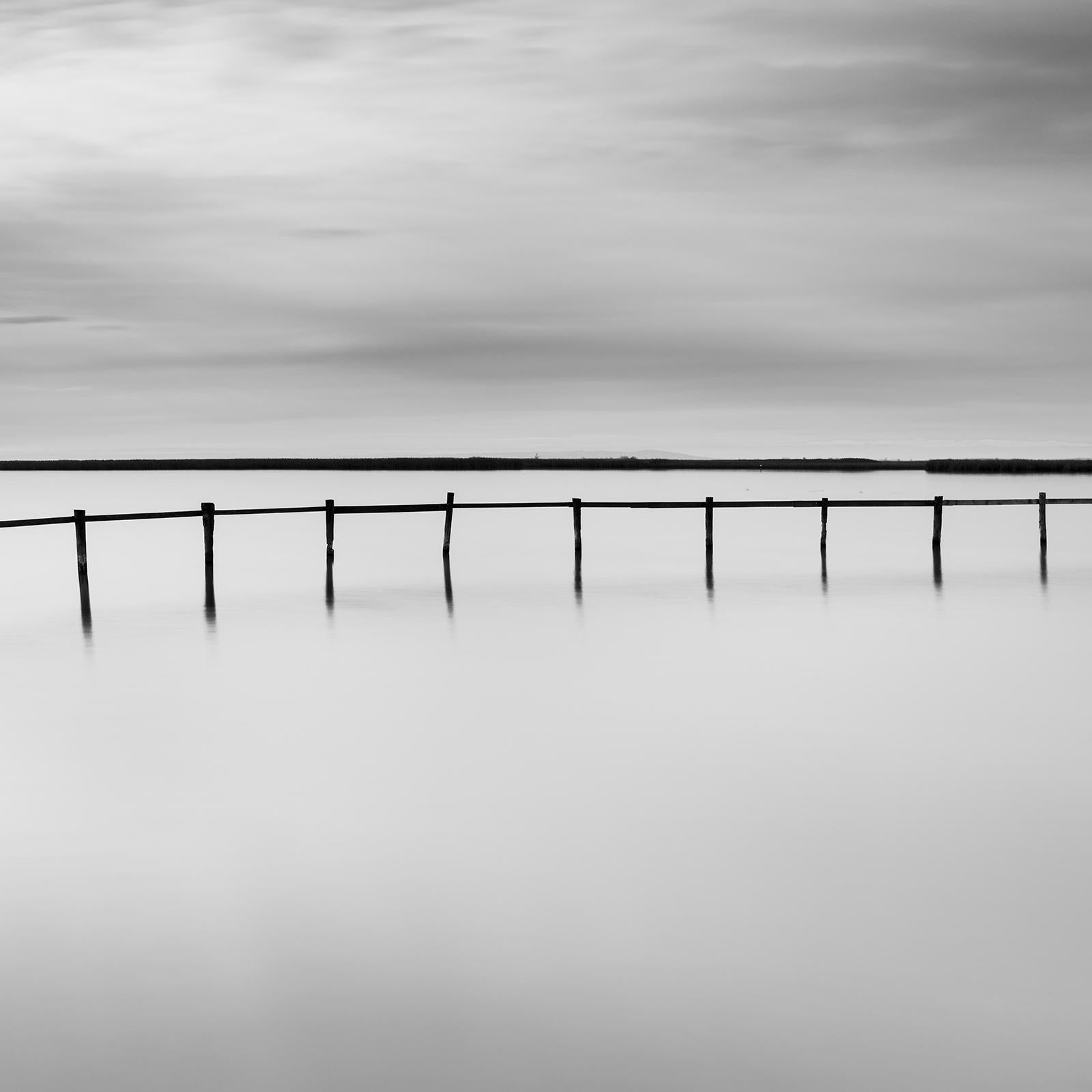 Swimming Area, cloudy, lake, black and white long exposure landscape photography For Sale 5