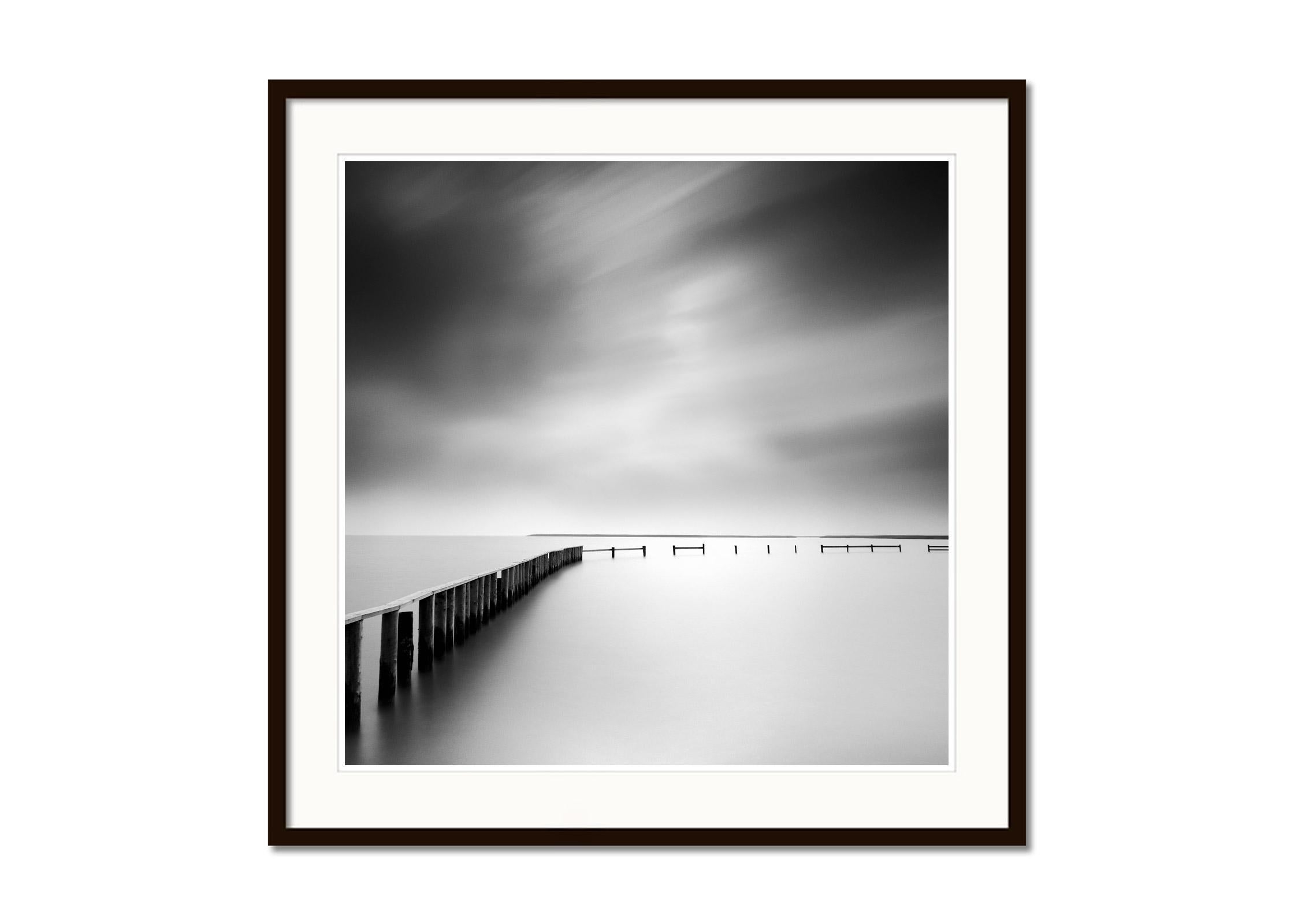 Swimming Area, long exposure waterscape, black and white landscape photography - Gray Landscape Photograph by Gerald Berghammer