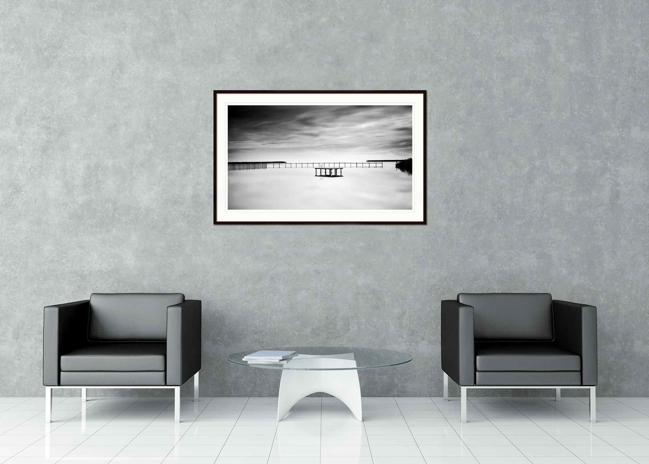 Swimming Area, panorama, black and white, long exposure, waterscape, photography For Sale 1