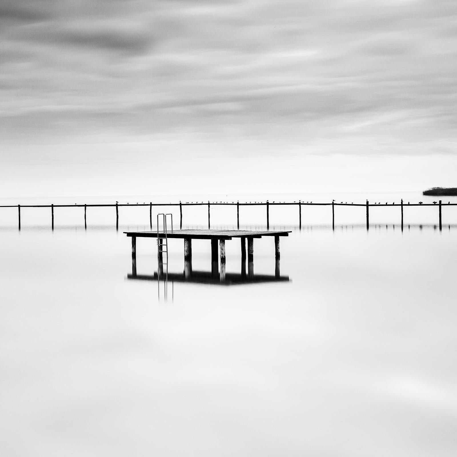 Swimming Area, panorama, black and white, long exposure, waterscape, photography For Sale 4