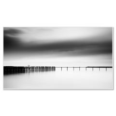 Swimming Area Panorama, Minimalist Monochrome Waterscape Photograph, Austria