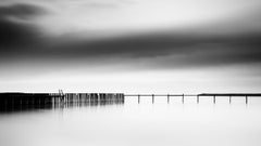 Swimming Area Panorama, silent morning, black and white photography, limited art