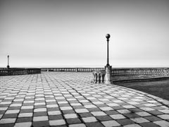 Terrazza Mascagni, Promenade, Toskana, Schwarz-Weiß-Stadtlandschaftsfotografie