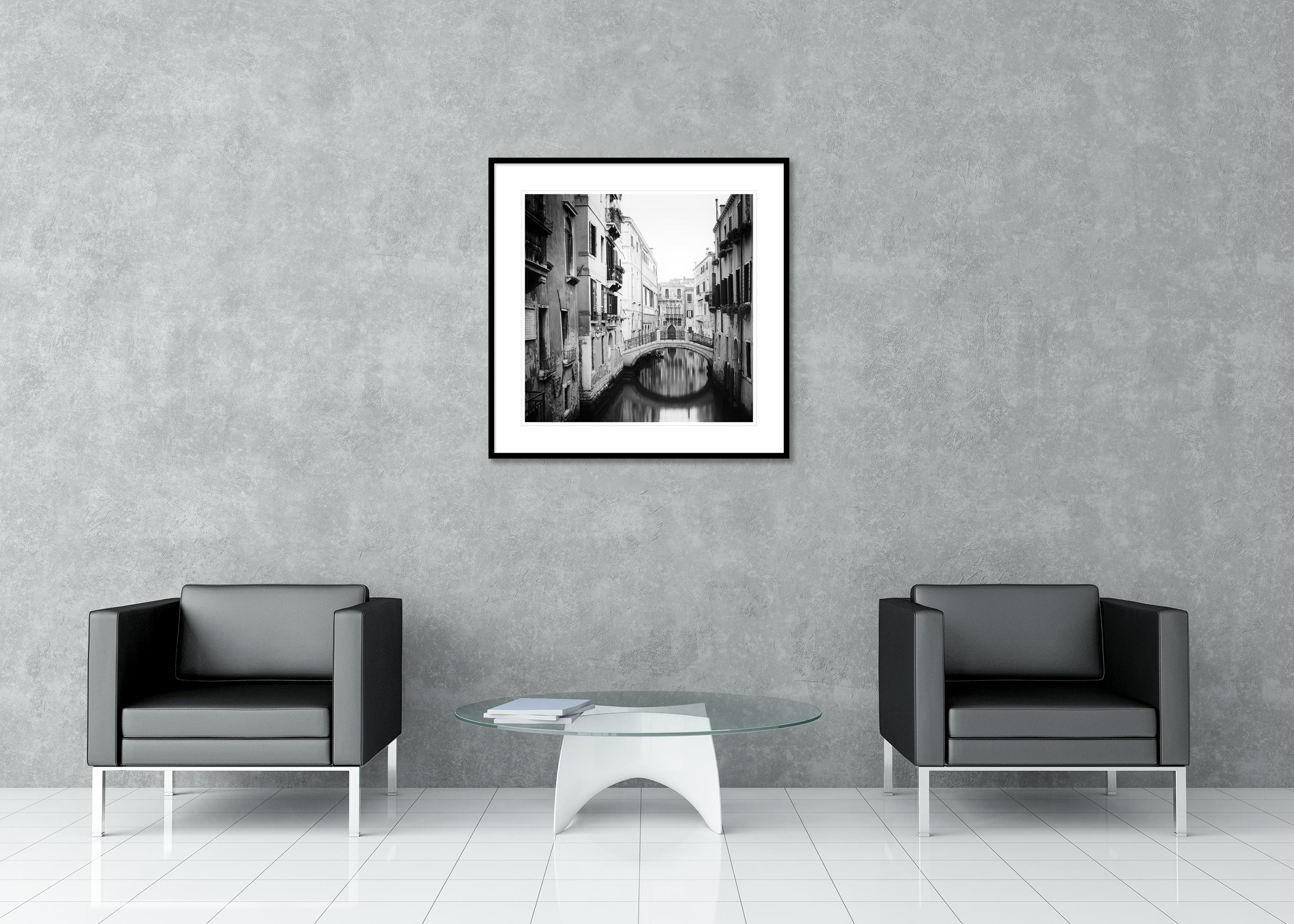 The Bridges of Venice Italy black and white cityscape photography - Gray Black and White Photograph by Gerald Berghammer