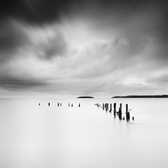 The Island, Wavebreaker, Storm, black and white photograph, limited seascape