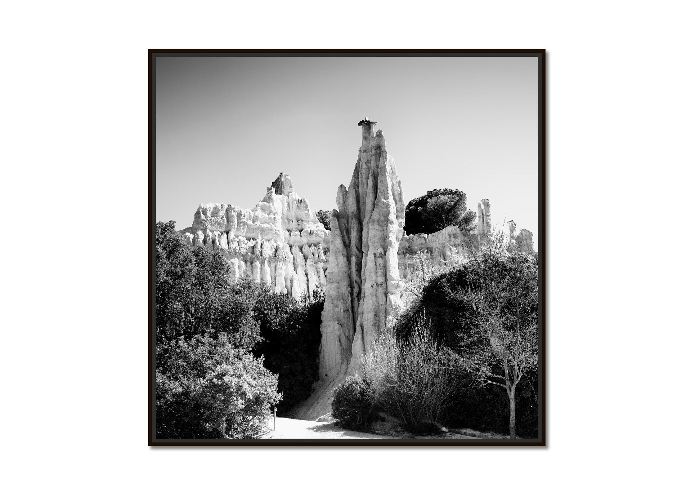The Organs of Ille-sur-Tet, sandstone formation, black and white art landscape - Photograph by Gerald Berghammer