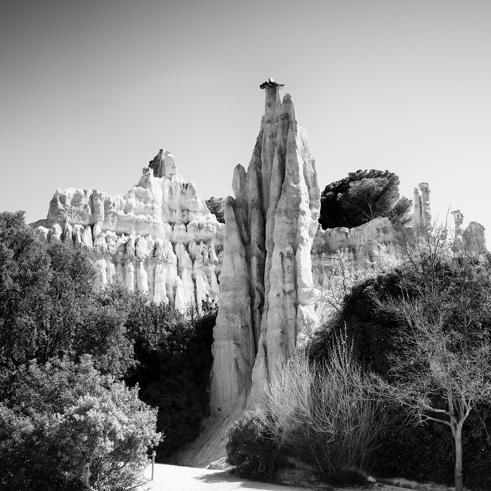 Gerald Berghammer Landscape Photograph - The Organs of Ille-sur-Tet, sandstone formation, black and white art landscape