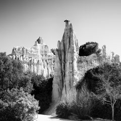 The Organs of Ille-sur-Tet, sandstone formation, black and white art landscape