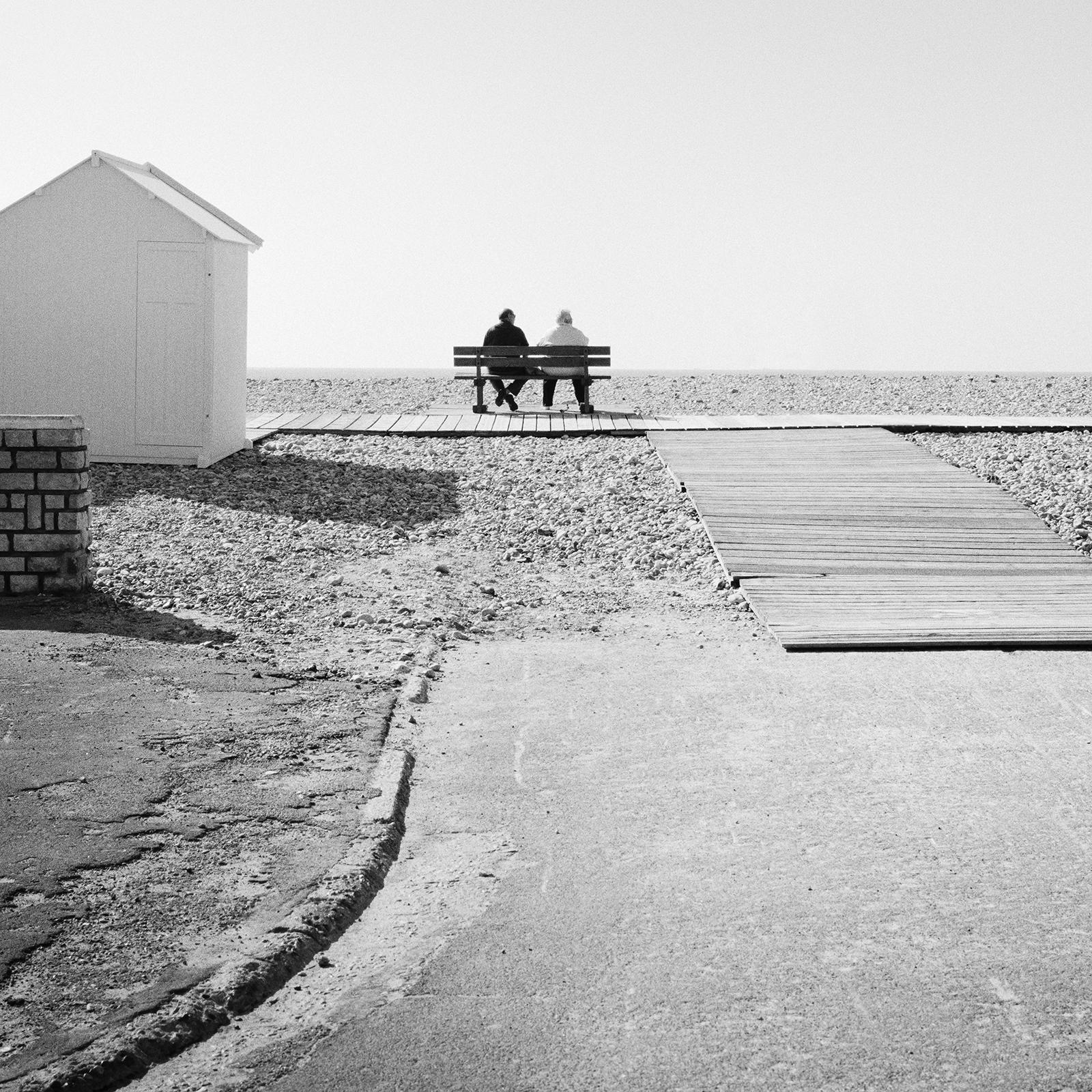 Togetherness at the Beach, France, black and white art photography, landscape For Sale 5