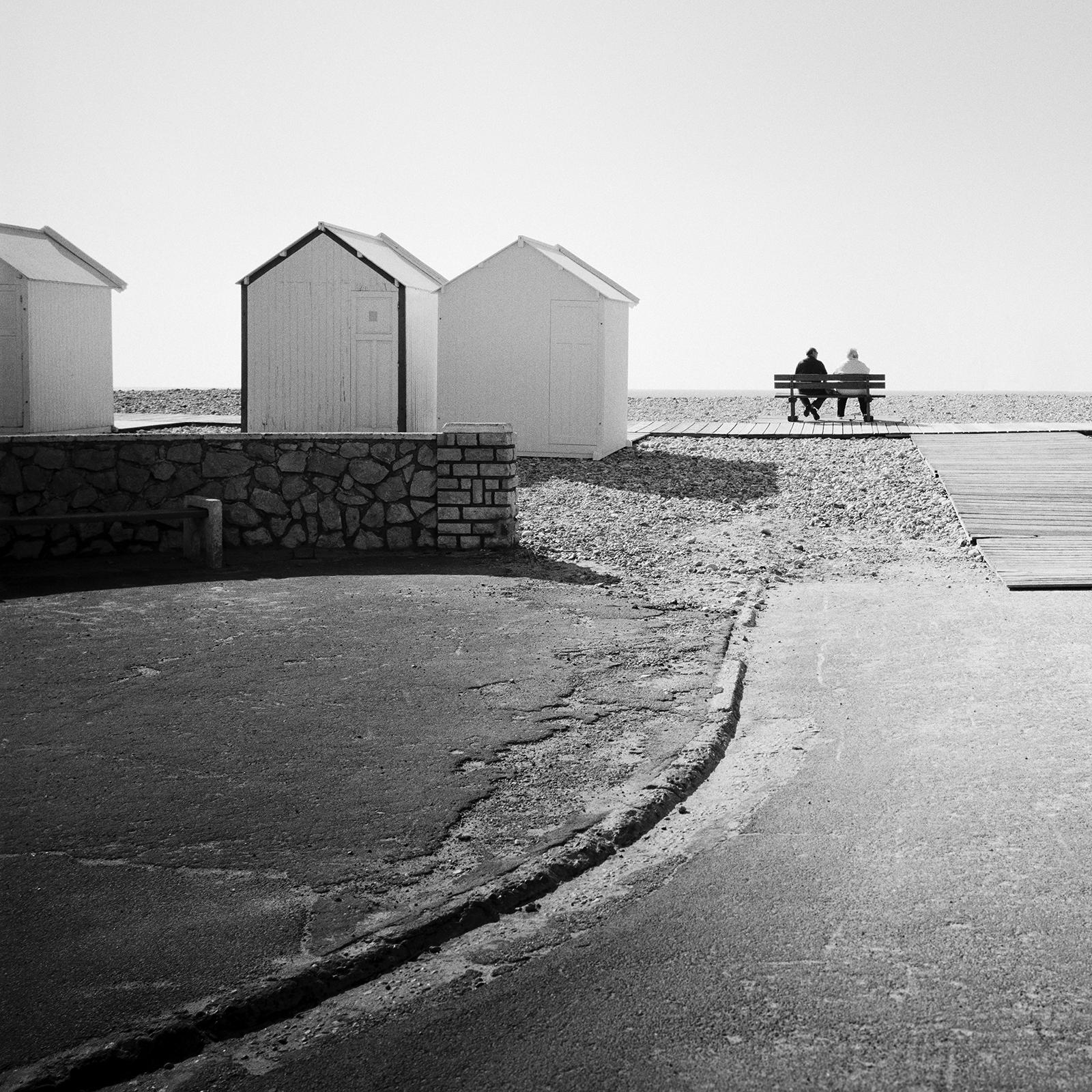 Togetherness at the Beach, France, black and white art photography, landscape For Sale 3