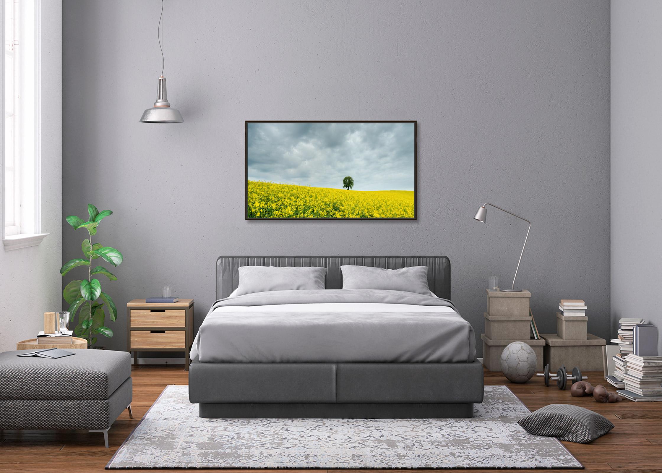 Baum in gelbem Rapeseed Field, Farbfotografie, limitierte Auflage, Landschaft im Angebot 2