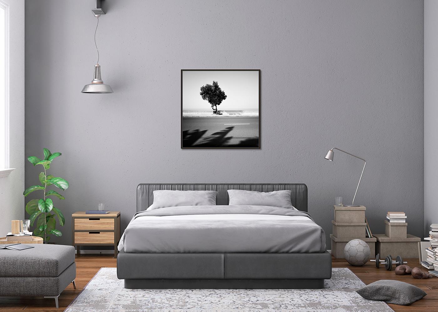 Tree on the Waterfront, monochrome Landschaft, Fotografie, Druck in limitierter Auflage im Angebot 1
