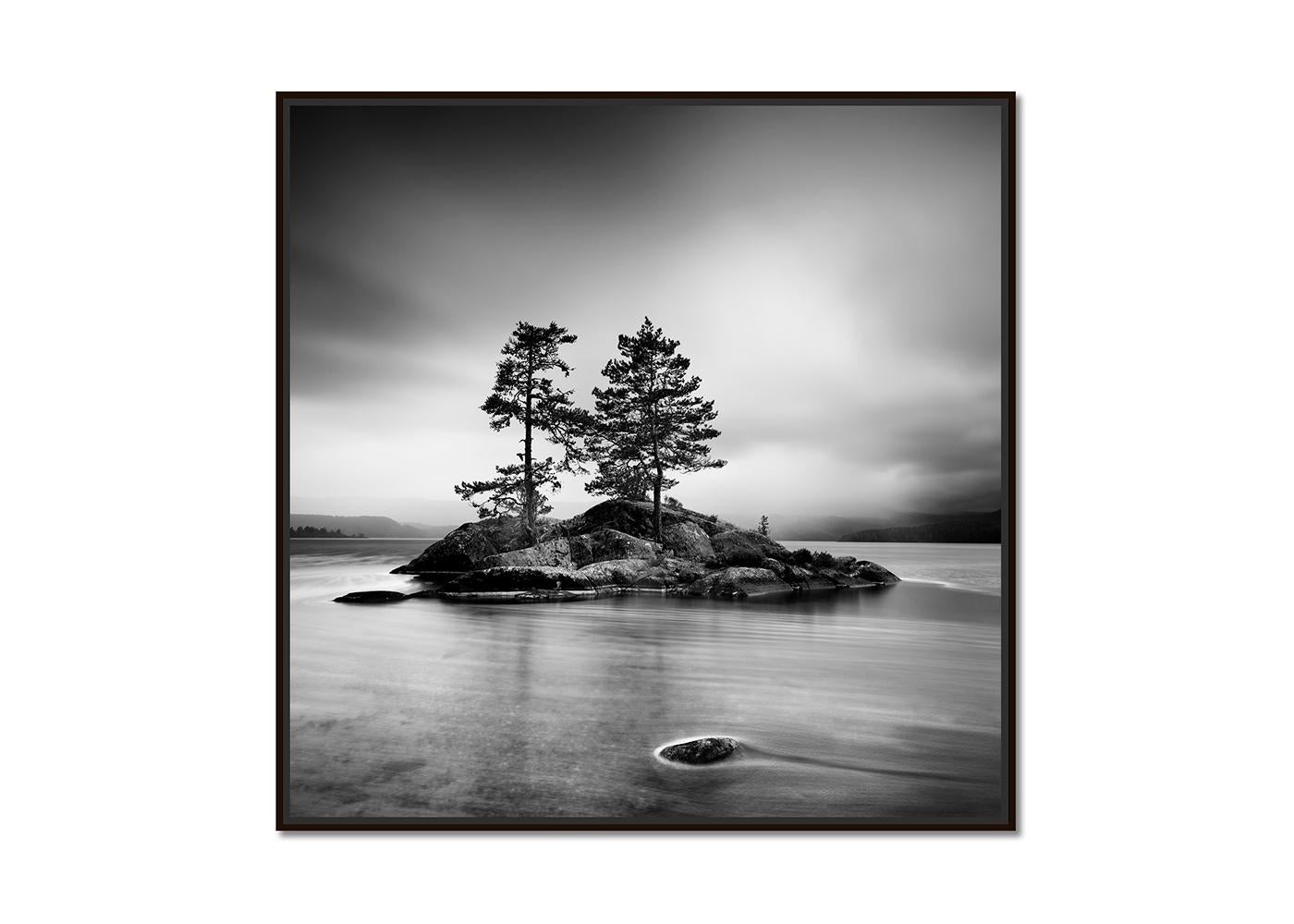 Trees on Rocky Island, Seelandschaft, Norwegen, lange exposure- Meereslandschaft, limitierte Auflage – Photograph von Gerald Berghammer
