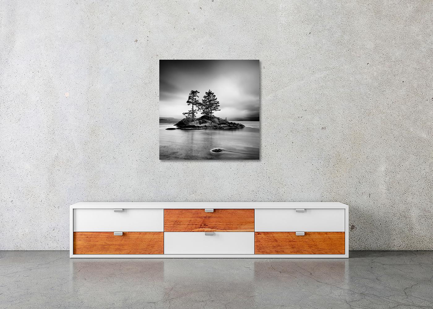 Trees on Rocky Island, Seelandschaft, Norwegen, lange exposure- Meereslandschaft, limitierte Auflage im Angebot 2