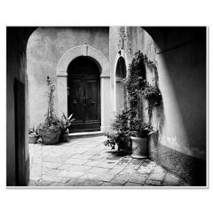Tuscan Courtyard, old House, Tuscany, black and white photography, art landscape