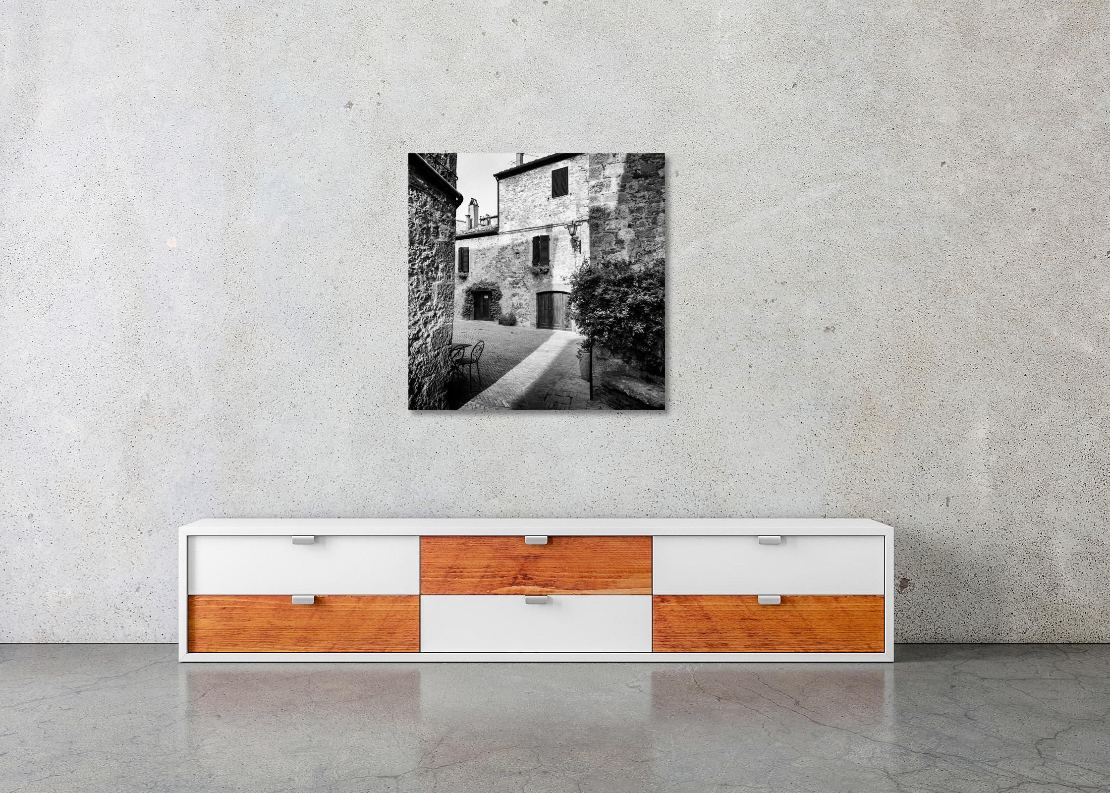 Tuscan Courtyard, old Town, Tuscany, Italy, black and white photography print For Sale 2