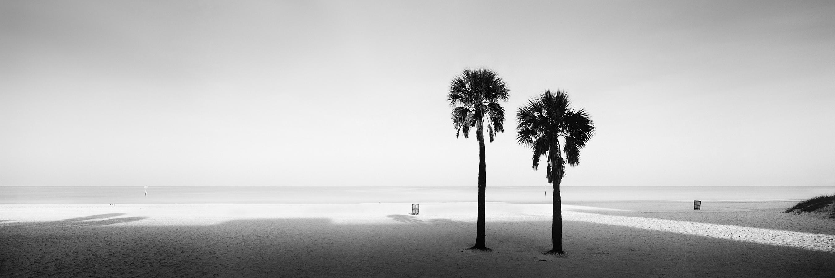 Gerald Berghammer Landscape Photograph - Two Palms Beach Florida USA black and white panorama landscape art photography  